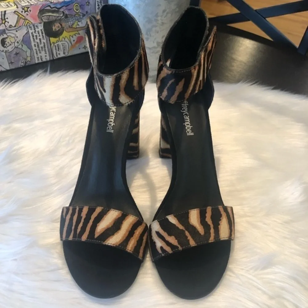 Jeffrey Campbell Zebra Heeled Calf Hair Sandal NIB *Price is Firm